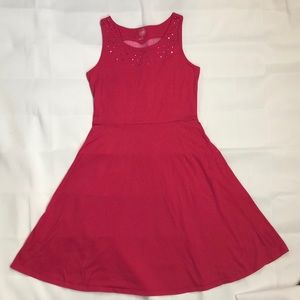 SO Girls Pink Fit & Flare Heart Keyhole Dress